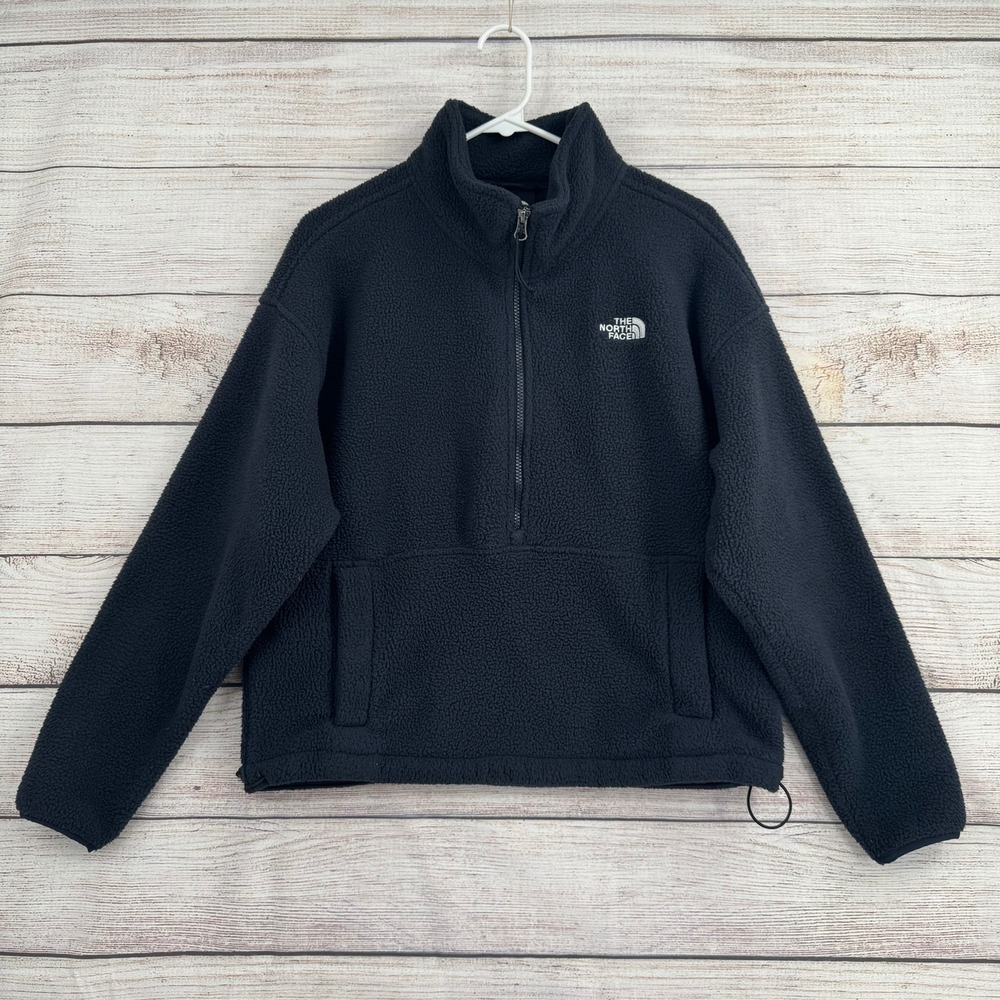 The North Face Fleece Pullover Womens Medium Black 1/4 Zip Sherpa NF0A55X2